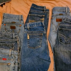 Lot of 7 Wrangler,20x and Cinch sz 14 slim Jeans